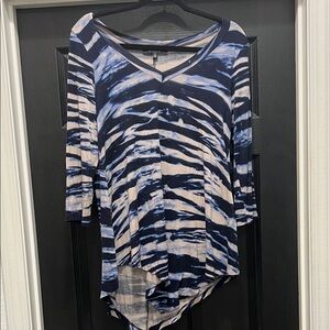 Stylish Blue and Cream Women's Top